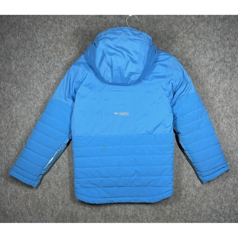 Columbia‎ Titanium Omni Tech Omni Heat Jacket Youth Medium Blue Waterproof Hood